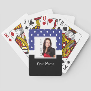 Marineblau-Polkapunkt-Fotoschablone Spielkarten