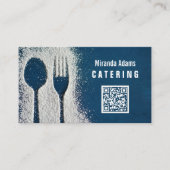 Marineblau, QR-Code, Catering, Koch, Restaurant Visitenkarte (Vorderseite)