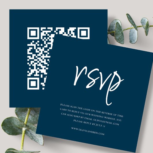 Marineblau | QR-Code | HochzeitsrSVP Begleitkarte