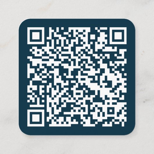 Marineblau | QR Code Social Media Hallo Quadratische Visitenkarte (Rückseite)