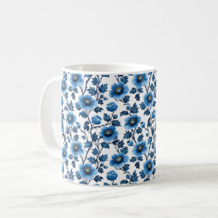 Marineblau Retro Süß Vintage Elegant Chic Blume Kaffeetasse