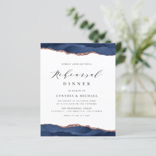 Marineblau-Rose Gold agate Probe Dinner (Stehend Vorderseite)