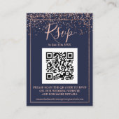 Marineblau-Rose Goldfetti QR-Code uAwg Begleitkarte (Vorderseite)