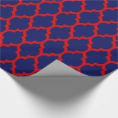 Marineblau, Rot XL, marokkanisches Quatrefolie #4 Geschenkpapier (Ecke)