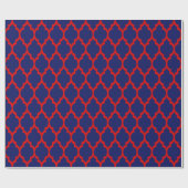 Marineblau, Rot XL, marokkanisches Quatrefolie #4 Geschenkpapier (Flach)