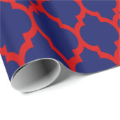 Marineblau, Rot XL, marokkanisches Quatrefolie #4 Geschenkpapier (Rolleneckpunkt)