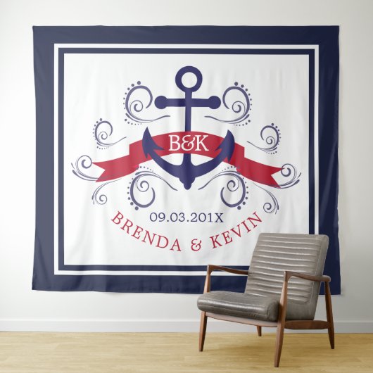 Marineblau-roter Anker Wandteppich (Beispiel (Horizontal))