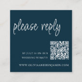 Marineblau | RSVP QR Code für Hochzeiten Begleitkarte (Vorderseite)