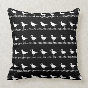 Marineblau SAND PIPER, weiß PILLOW, Küste Kissen