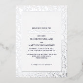 Marineblau | Silver Elegant Luxury Wedding Folieneinladung (Vorderseite)