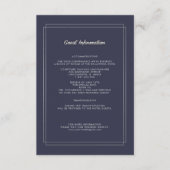 Marineblau | Silver Floral Wedding Details Card Begleitkarte (Vorderseite)