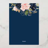 Marineblau und blühendes Brautparty Folieneinladung (Rückseite)