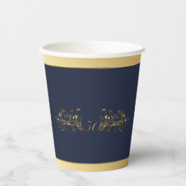 Marineblau und Gold 50 Jahre Jahrestag der Hochzei Pappbecher