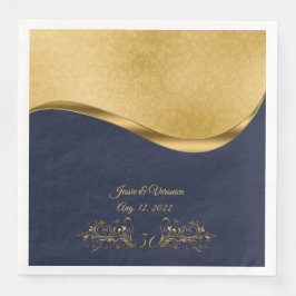Marineblau und Gold 50 Jahre Jahrestag der Hochzei Serviette
