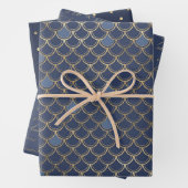 Marineblau und Goldmeer - Thema nahtlos Geschenkpapier Set (Beispiel)