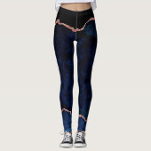 Marineblau und Rose Gold agate Leggings (Vorderseite)