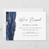 Marineblau und Rose Goldagate Party Einladung (Vorderseite)