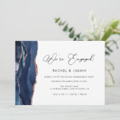 Marineblau und Rose Goldagate Party Einladung (Stehend Vorderseite)