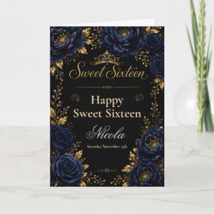 Marineblau und schwarze Sweet Sixteen Karte