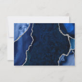 Marineblau und Silber Achat Murmel RSVP Karte (Rückseite)