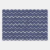 Marineblau und silberne geometrische Muster Elegan Geschenkpapier Set (Vorderseite 3)