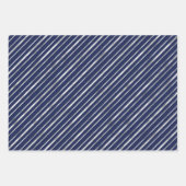 Marineblau und silberne geometrische Muster Elegan Geschenkpapier Set (Vorderseite 2)