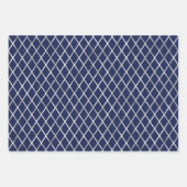 Marineblau und silberne geometrische Muster Elegan Geschenkpapier Set (Vorderseite 3)