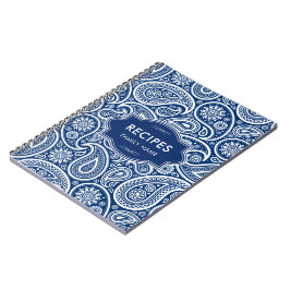 Marineblau und Weiß Paisley Muster Notizblock
