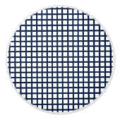 Marineblau und Weiß überprüft Keramikknauf (Vorderseite)