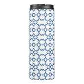 Marineblau, viereckiges Mosaik, weißer Hintergrund Thermosbecher (Rückseite)
