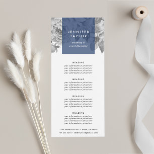 Marineblau Vintage-Blumen Preise oder Dienstleis Werbekarte