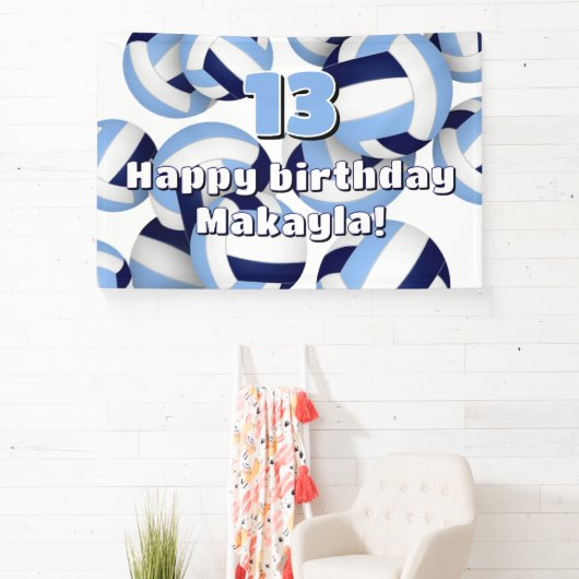 Marineblau-Volleyballs Kindergeburtstag Party Banner (InSitu)