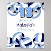 Marineblau-Volleyballs Kindergeburtstag Party Poster (Vorne)