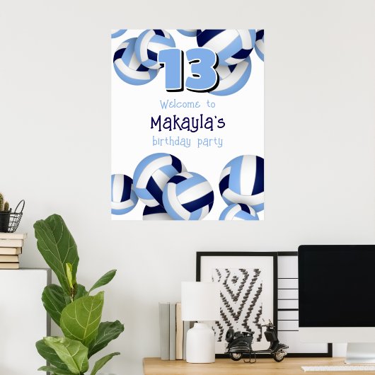Marineblau-Volleyballs Kindergeburtstag Party Poster (Heimbüro)