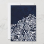 Marineblau Watercolorwinter BlumenBrautparty Einladung (Rückseite)