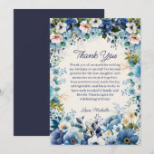Marineblau Weiß Blumen Geburtstag Danke schön (Vorne/Hinten)