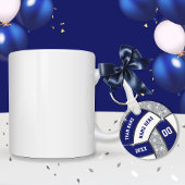 Marineblau, weiß, silber, Volleyballgeschenke als Schlüsselanhänger