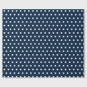 Marineblau | White Polka Dot Geschenkpapier (Flach)