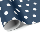 Marineblau | White Polka Dot Geschenkpapier (Rolleneckpunkt)