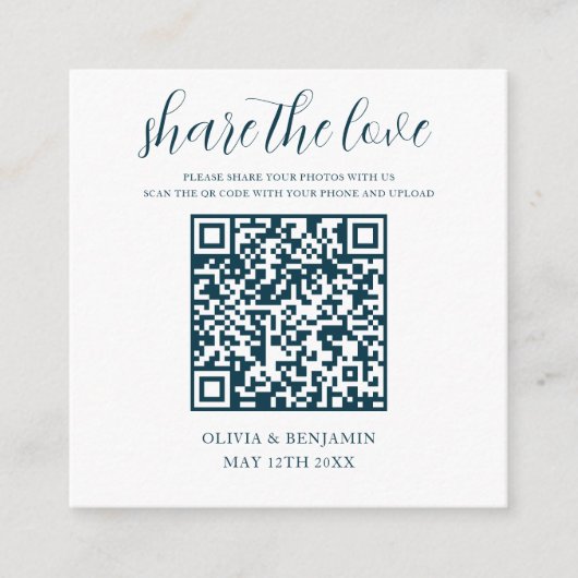 Marineblau | White Share - Liebe QR-Code Begleitkarte (Vorderseite)