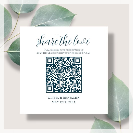 Marineblau | White Share - Liebe QR-Code Begleitkarte