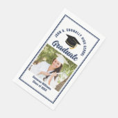Marineblaue Abschlussfoto-Personalierte Abschlussf Serviette (Ecke)