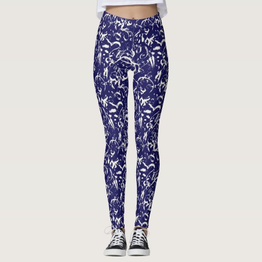 Marineblaue abstrakte Leggings  (Vorderseite)