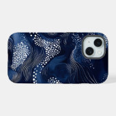 Marineblaue Abstraktion iPhone 15 Hülle (Rückseite (Horizontal))