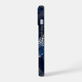 Marineblaue Abstraktion iPhone 15 Hülle (Linke Seite)