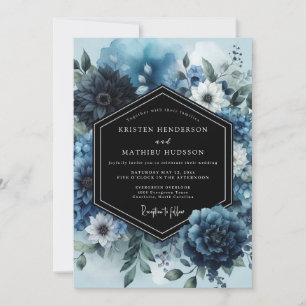 Marineblaue Anemonen-Hochzeit Einladung