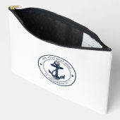 Marineblaue Anker Boot Name Benutzerdefiniert Zubehörtasche (Offen)