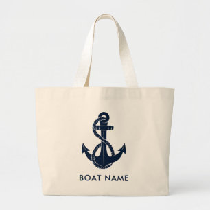 Marineblaue Anker-Boot-Name-Nautik Jumbo Stoffbeutel