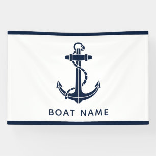 Marineblaue Anker-Boot-Name Nautisches Maßanfertig Banner