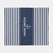 Marineblaue Anker Boot Name Willkommen an Bord Fleecedecke (Vorderseite (Horizontal))